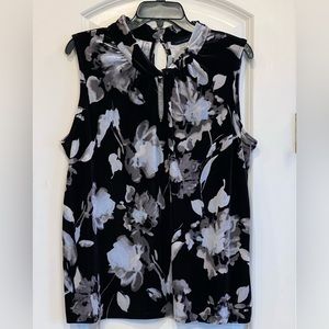 Tommy Hilfiger sleeveless micro-velour floral top size XL